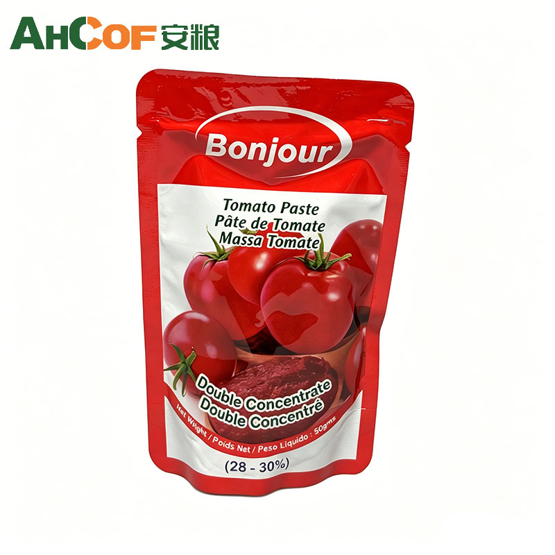 Sobre de pasta de tomate con sabor, con certificación FDA, 50 g. Práctico y fácil de usar.